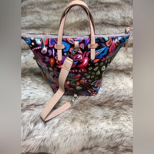 Consuela Multicolor Tote Bag with Tan Straps